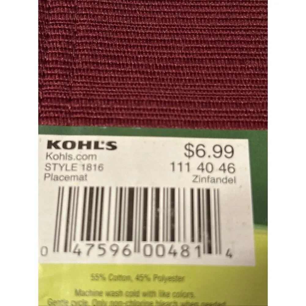 NWT 4 Food Network Ribbed Zinfandel Cloth Table Placemats‎